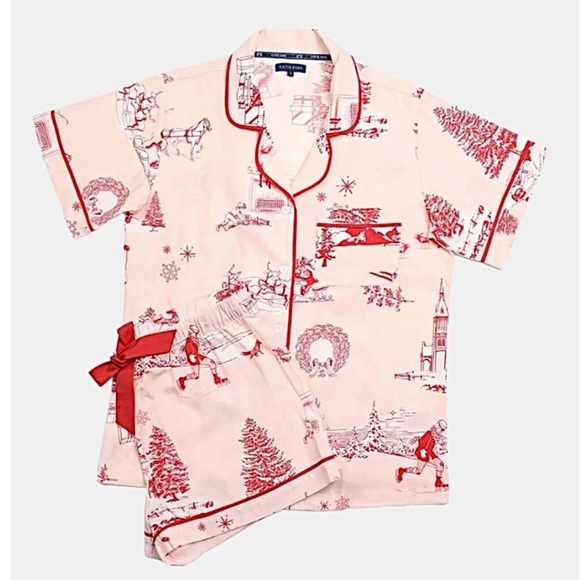 Katie Kime New Holiday Toile Pajama Short Set PJ’s Vintage Retro Size 3XL / 2XL - Picture 2 of 16